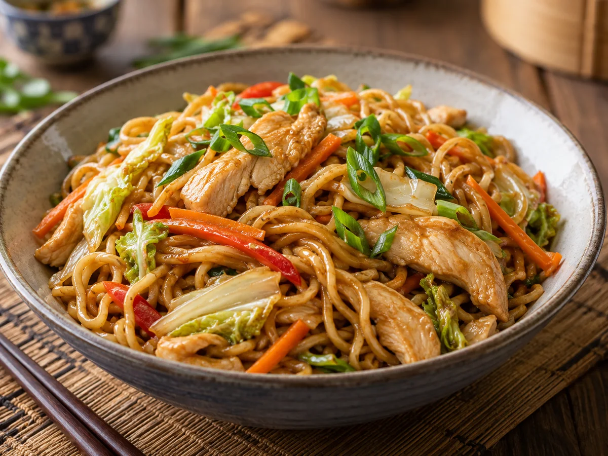 Nouilles sautées chinoises au poulet