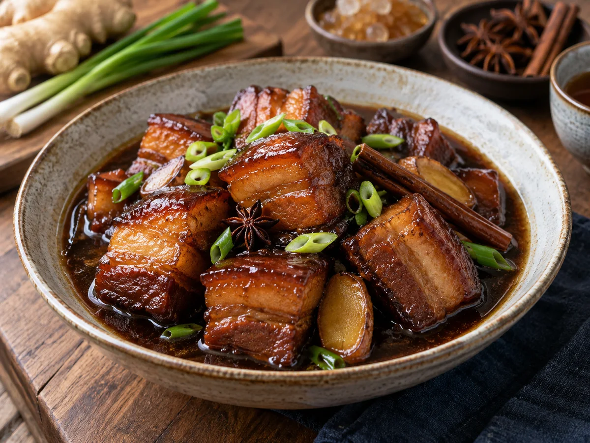 Poitrine de porc braisée au soja