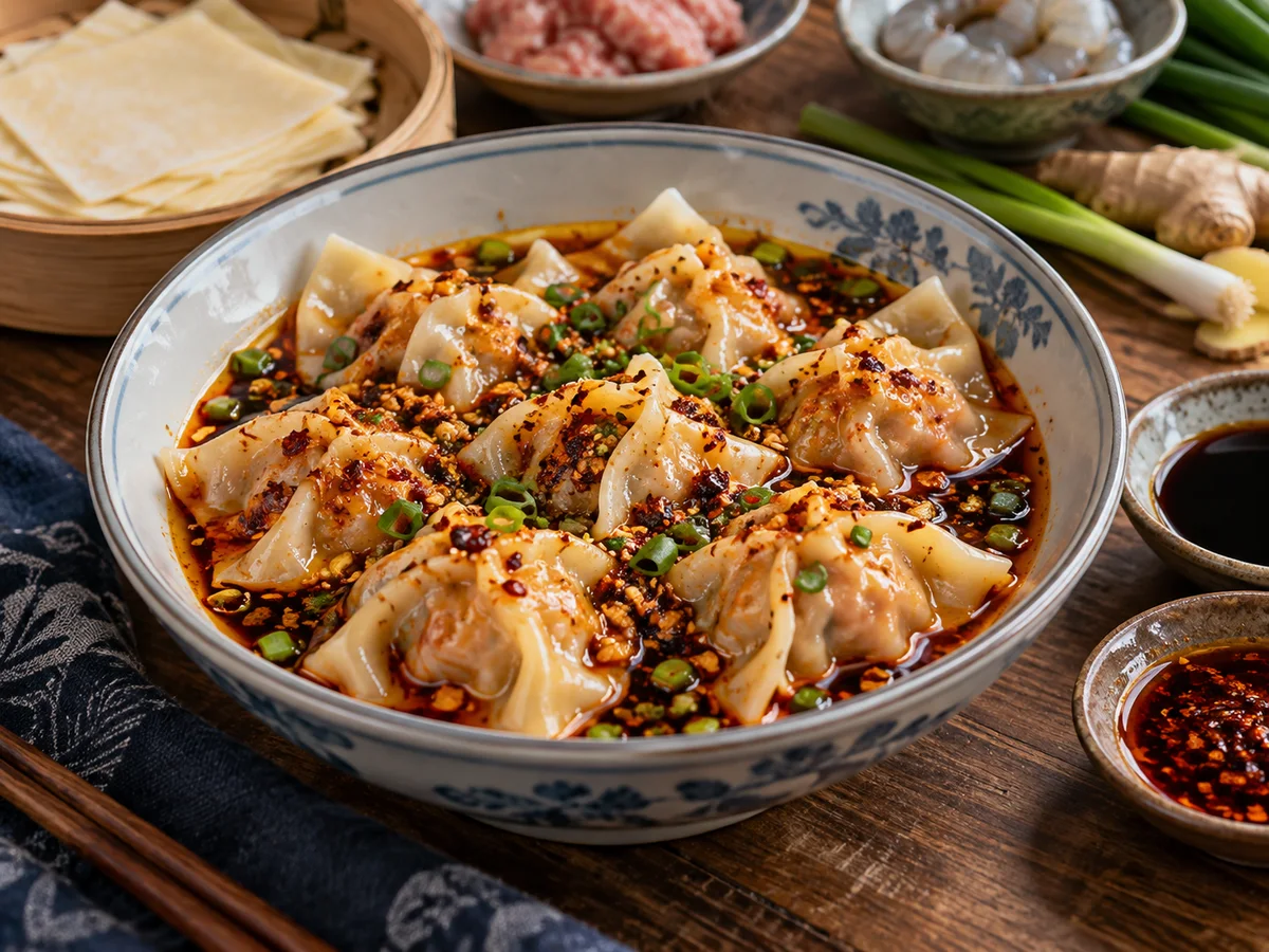 Raviolis chinois sauce pimentée