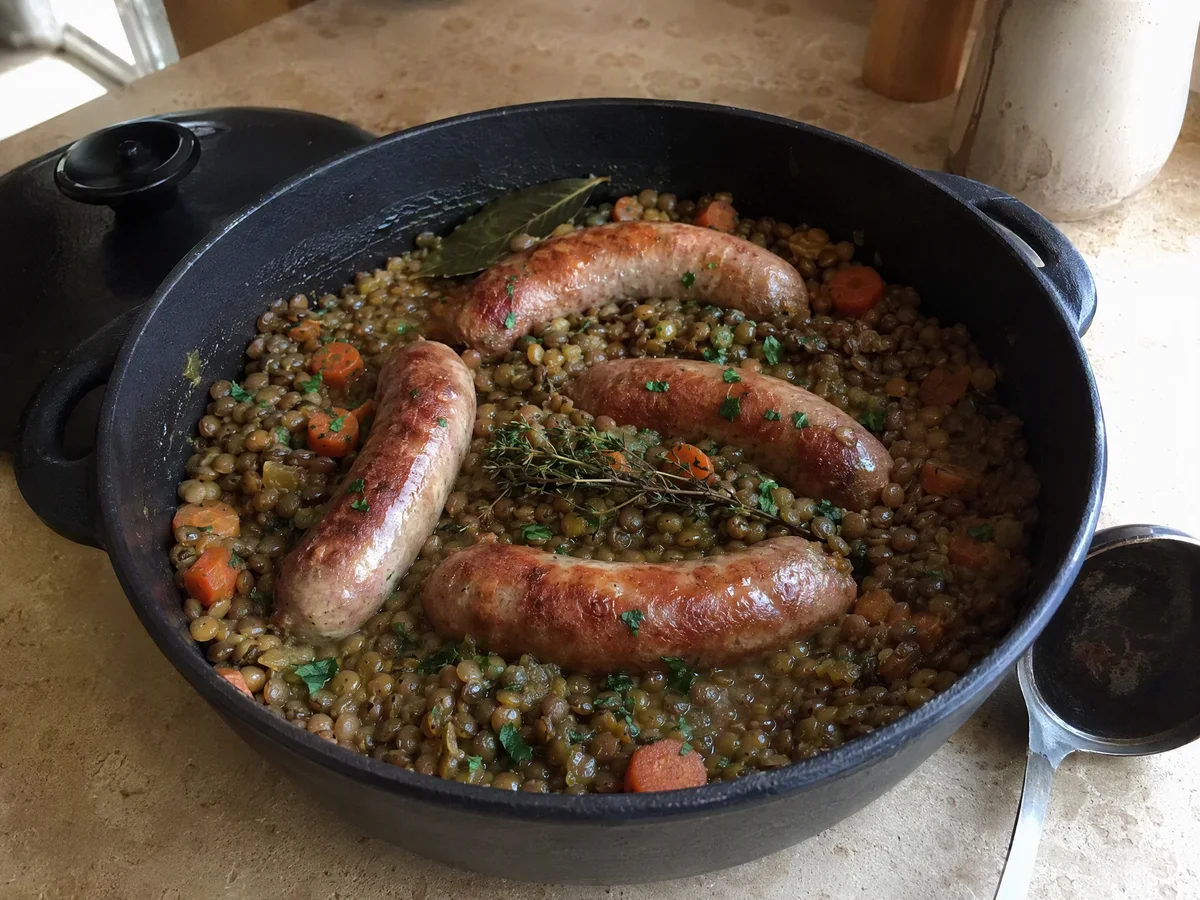 Saucisses aux lentilles