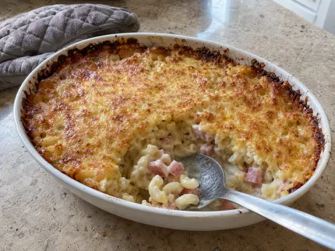 Gratin de pâtes au jambon