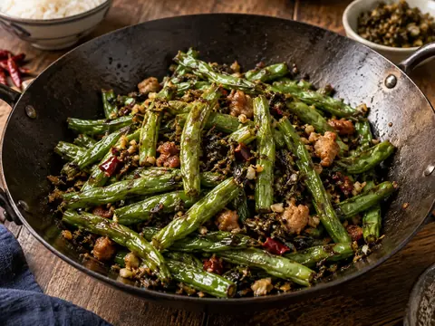 Haricots verts sautés au Sichuan