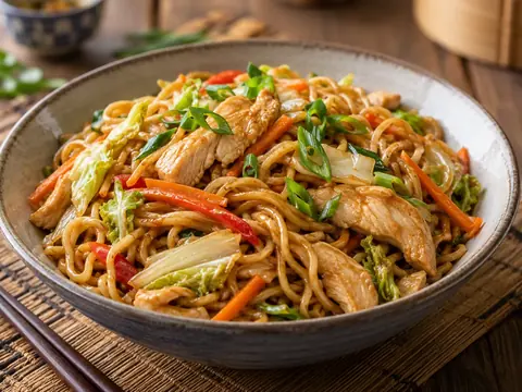 Nouilles sautées chinoises au poulet