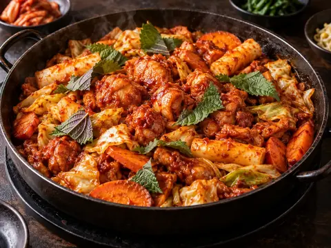 Poulet coréen épicé aux légumes