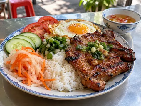 Riz brisé vietnamien au porc grillé