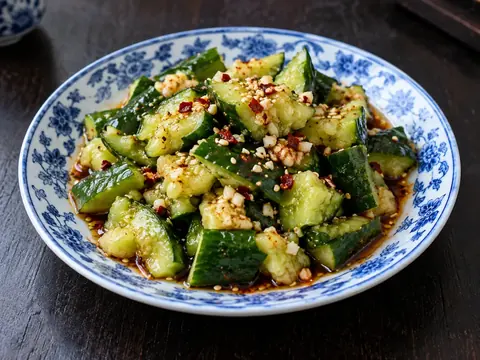 Salade de concombre écrasé