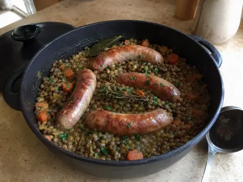 Saucisses aux lentilles